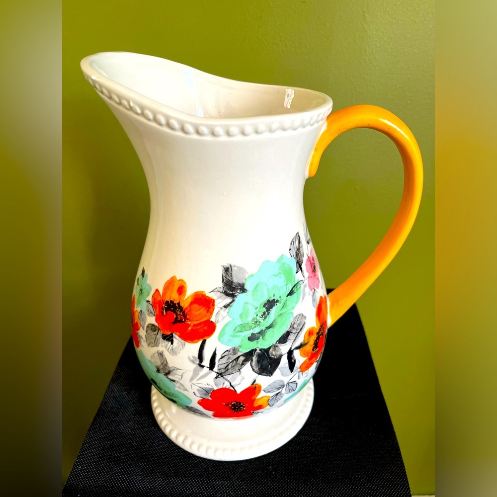Pioneer Woman flea market white with floral design 2 quart pitcher